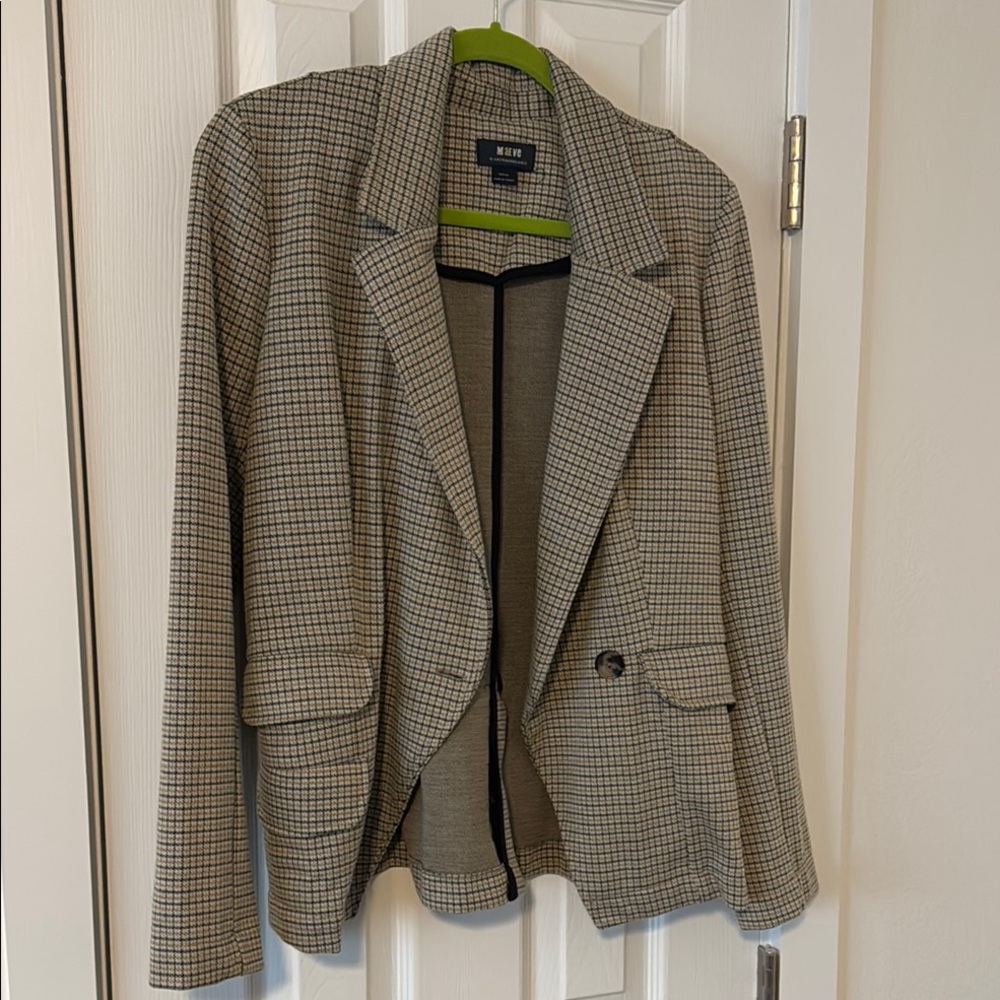 Beige Houndstooth Women's Blazer